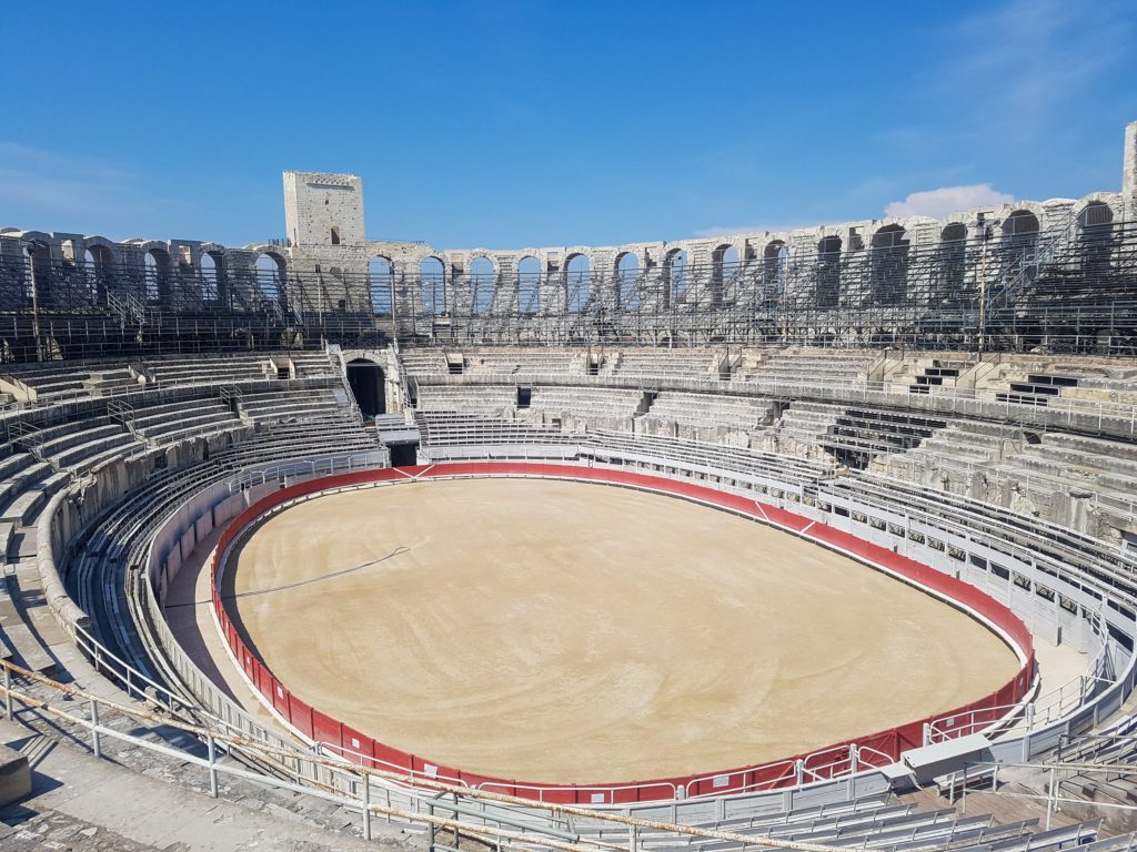 The incredibly well preserved amphitheatre in the town of Arles.