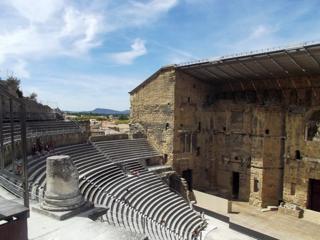 A side-on view of the Amphitheatre in Orange.