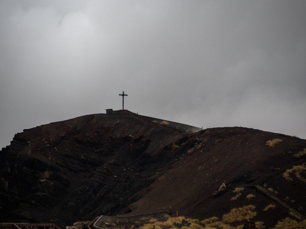 The famous of Masaya cross stands out on top of Santiago Crater.