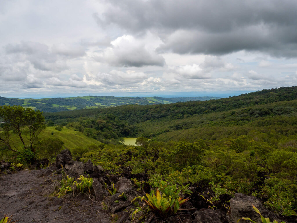The old lava fields of Arenal Volcano covered in new plants.