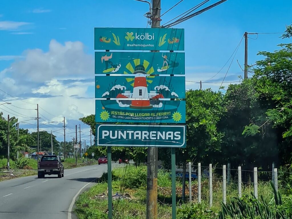 The welcome sign to Puntarenas, Costa Rica.