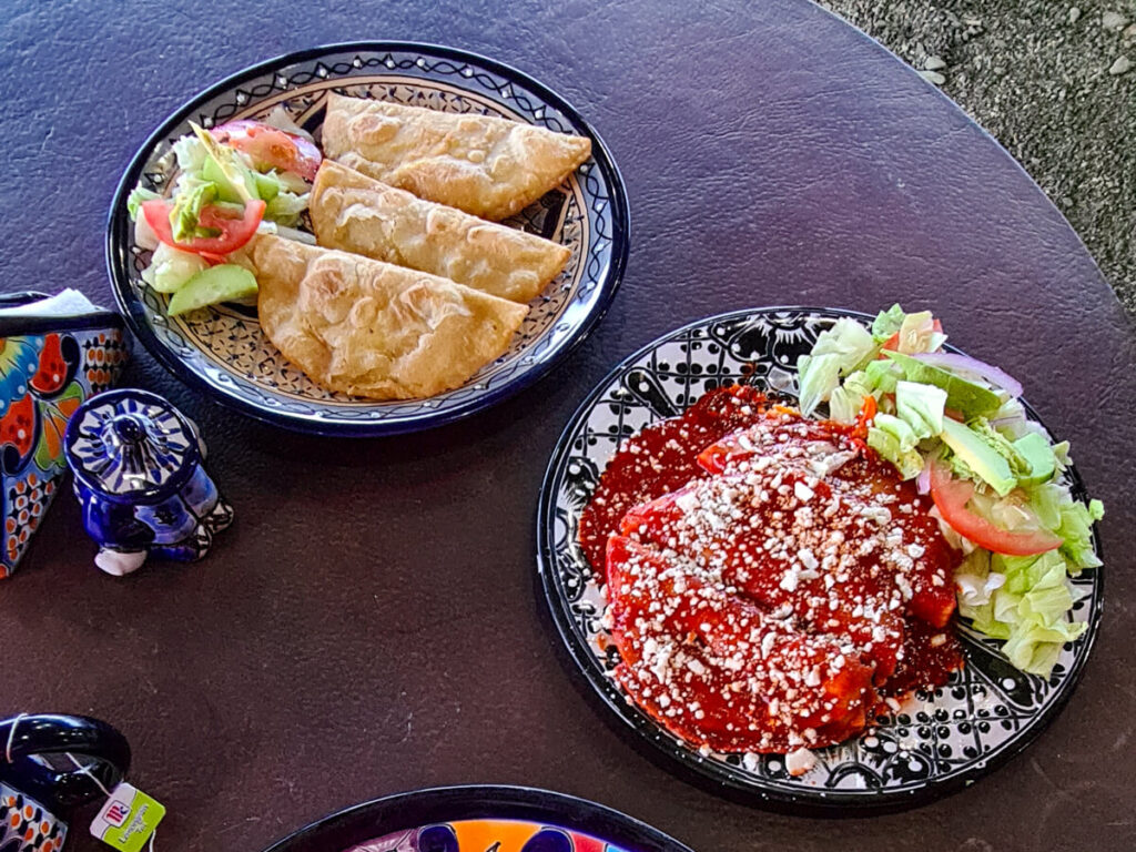 Empanadas and enchiladas served at Magdalena Bay Whales Camp restaurant.