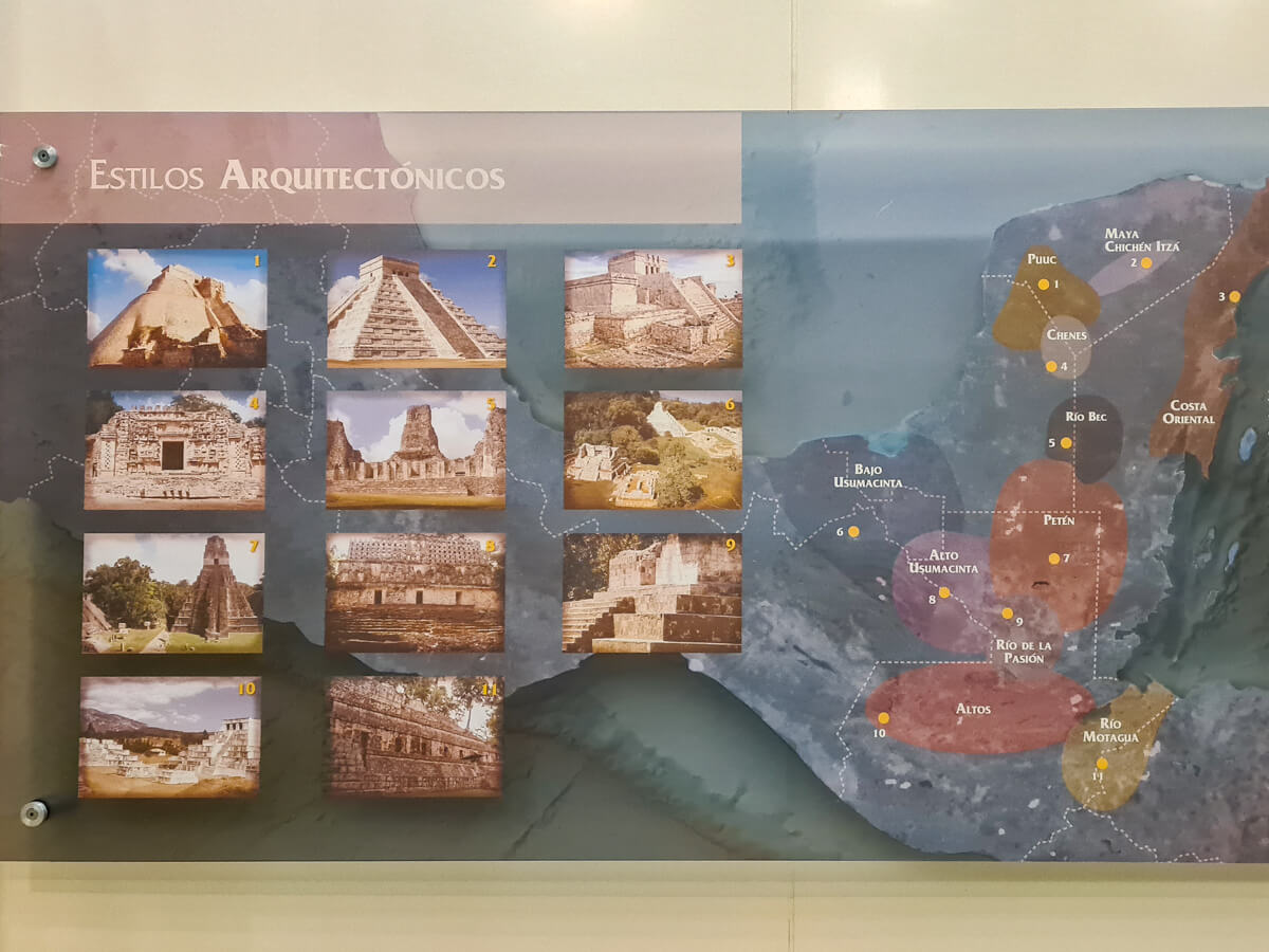 A map of archaeological sites in Mexico in Cancún's Mayan Museum.