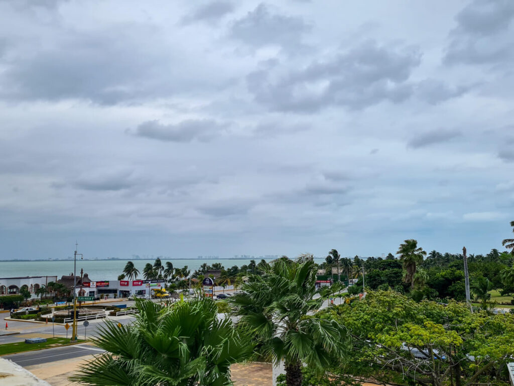 A view from the top floor of the Museo Maya de Cancún out to sea.