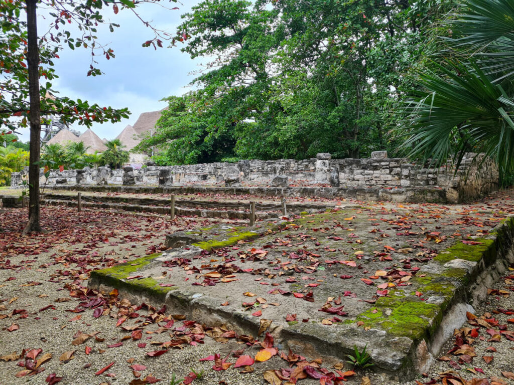 The remains of Mayan buildings on the site of Museo Maya de Cancun.