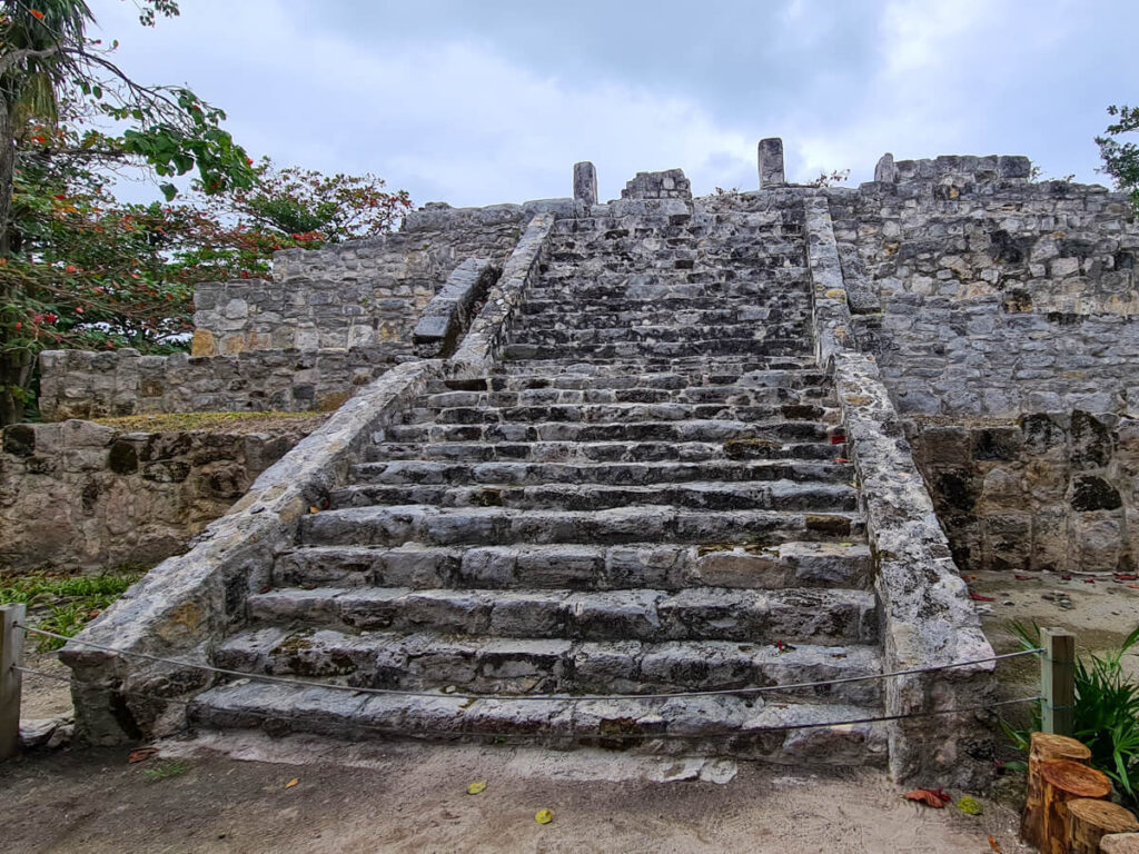 A stone stairway at the Mayan city of San Miguelito.