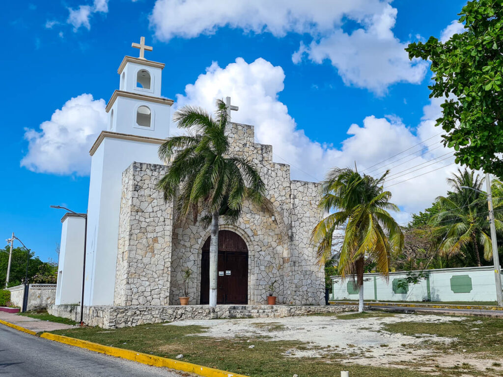 A white church in Isla Cozumel.