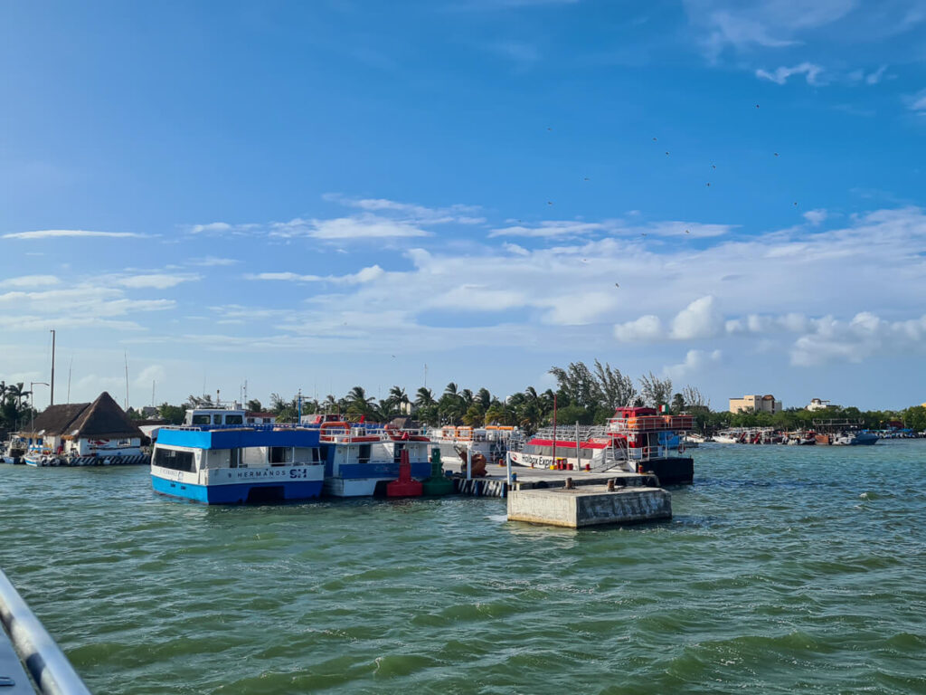 Ferries for Isla Holbox docked at the pier in Chiquila,