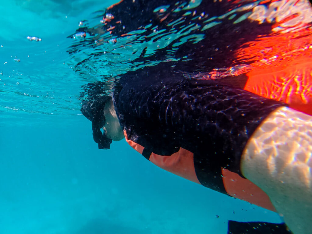 Dan snorkelling in the clear waters around Isla Mujeres.