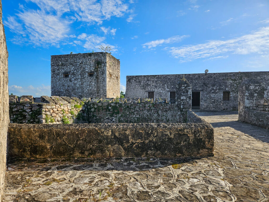 The Fortress of San Felipe in Bacalar. The castle walls are complete and impressive.
