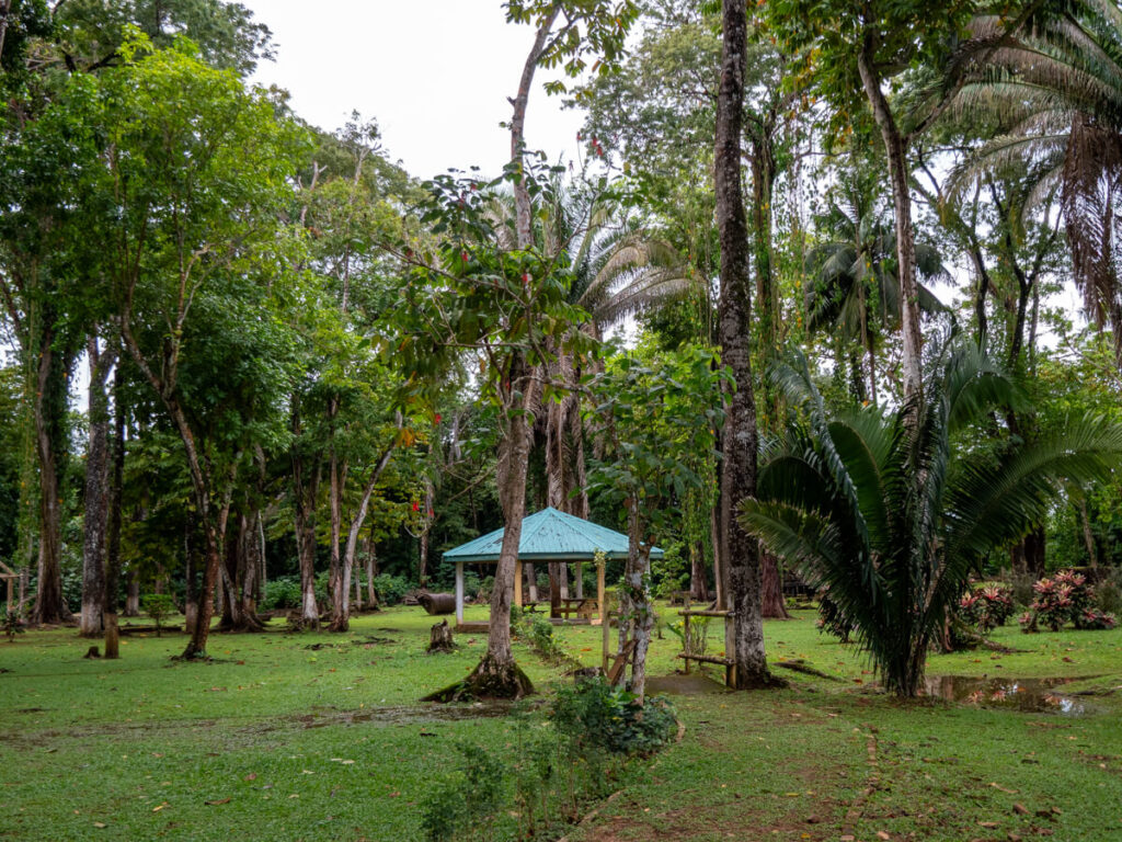 A bandstand at the centre of Serpon Suagr Mill, a museum containing many pieces of old sugar mill machinery.