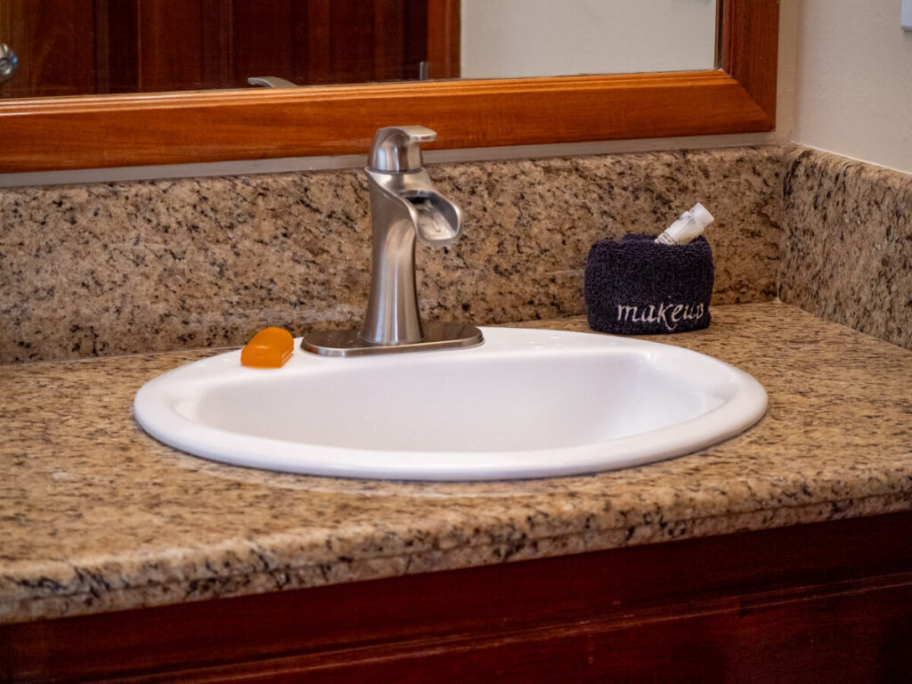 A large sink in a suite at Belizean Shores Resort.
