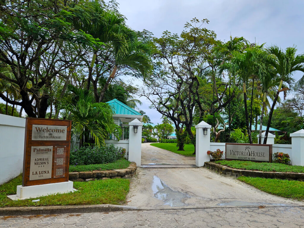 The entrance to Victoria House Resort and Spa, one of the best hotels in San Pedro, Belize.