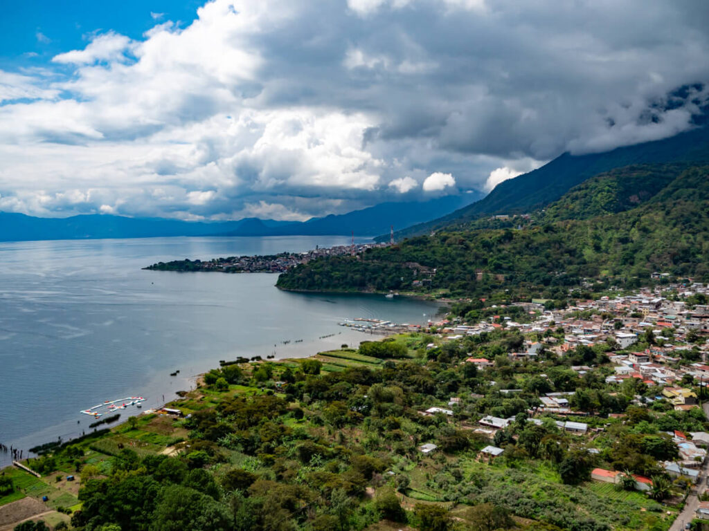 The towns of San Pedro La Laguna and San Juan La Laguna, nestled along the shores of Lake Atitlán.