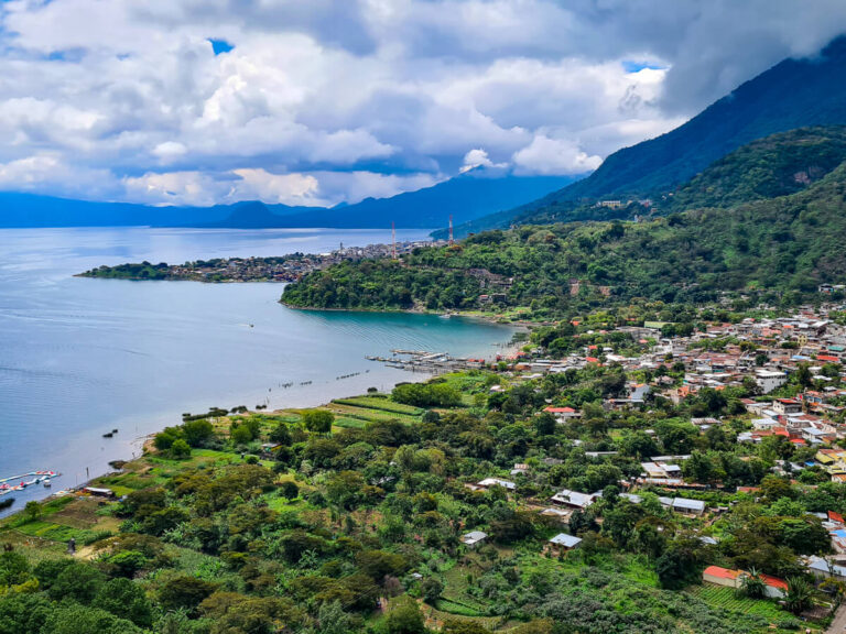 The villages of San Pedro La Laguna and San Juan La Laguna on Lake Atitlán.
