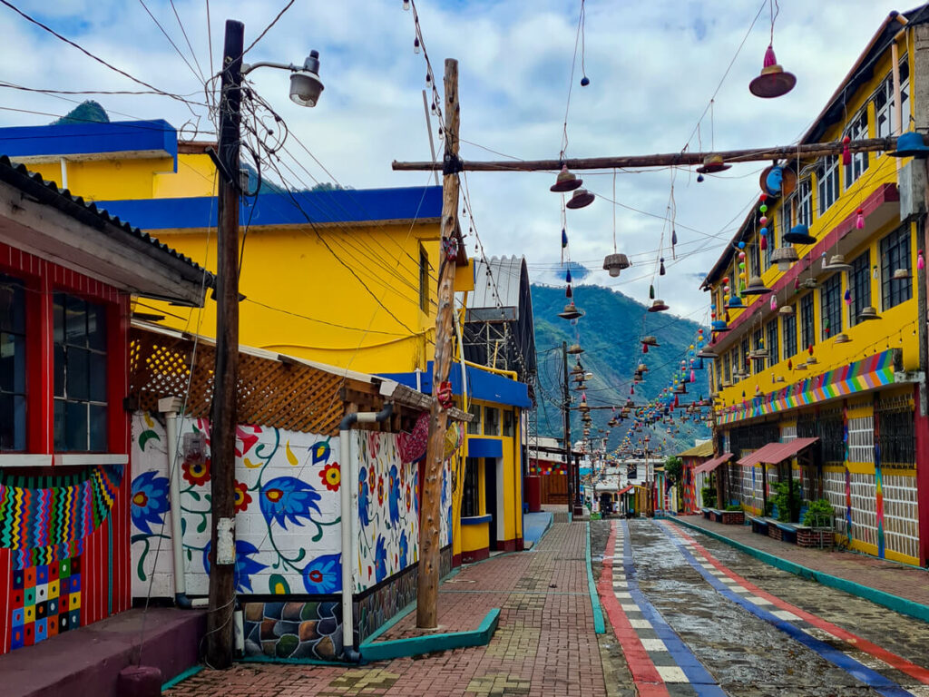 The colourfully-painted Street of Hats in San Juan La Laguna, Lake Atitlán.