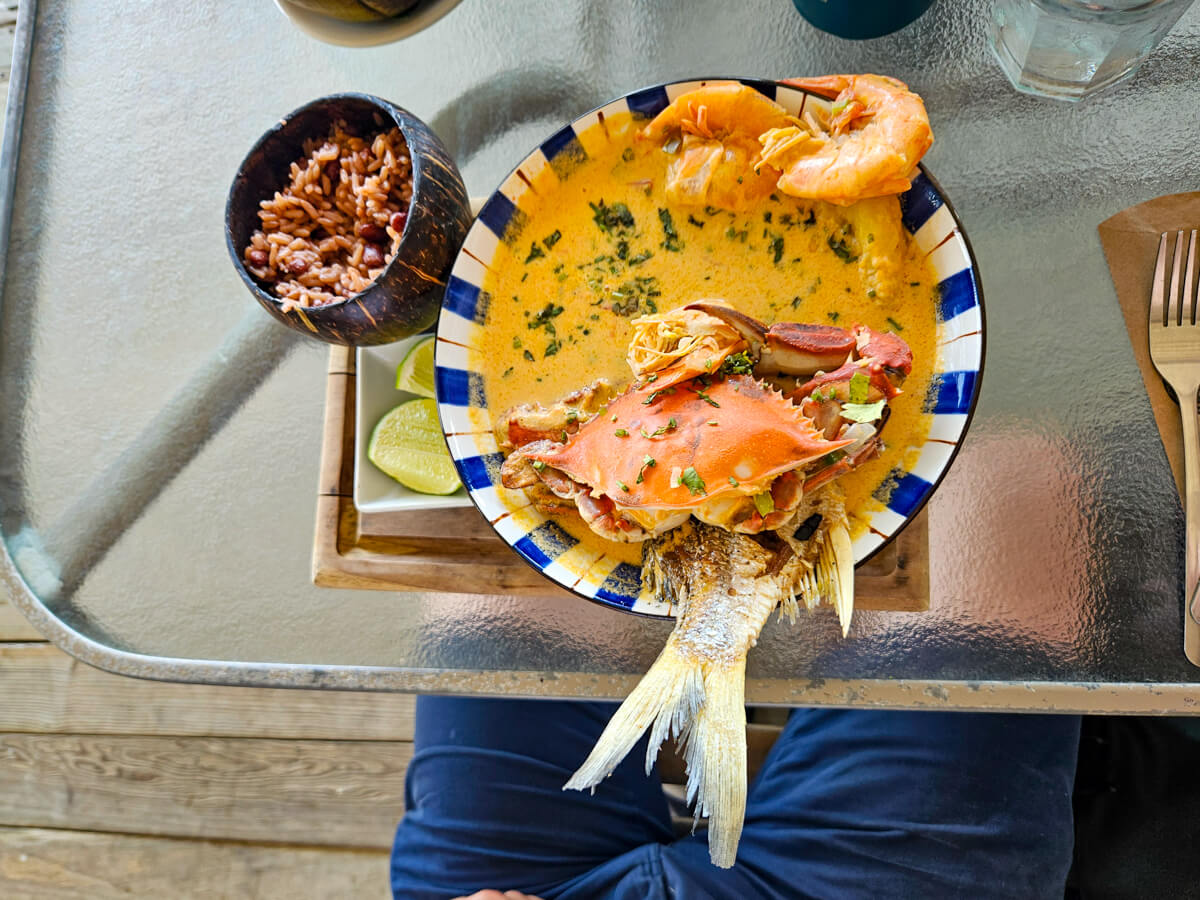 A coconut seafood soup called tapado, a Garifuna delicacy, in a restaurant in Livingston.