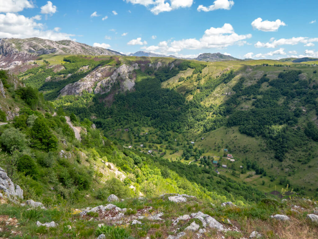 A green valley leading to Boricje on the Durmitor Ring Road.