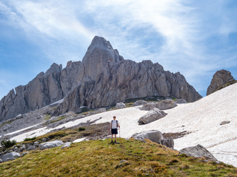 Dan hiking in the mountains of Durmitor National Park on the Bobotov Kuk trail.