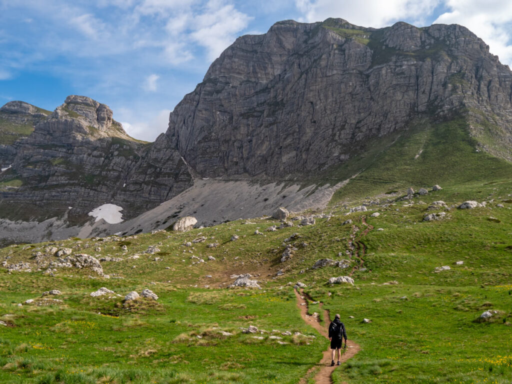Dan heading in the direction of the Durmitor mountains on the Bobotov Kuk trail.