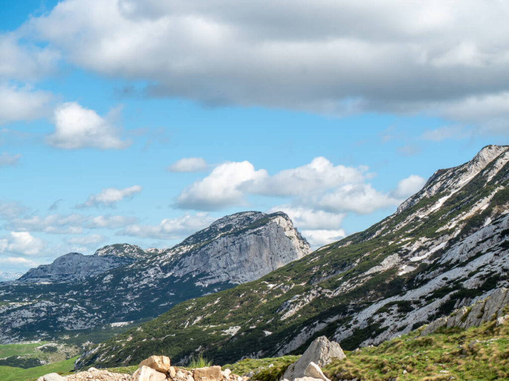 Sloping grey peaks in the Durmitor massif.
