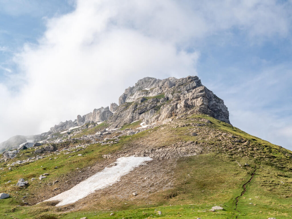 A hiking trail leading uphill to Sedlena Greda peak in Durmitor National Park.