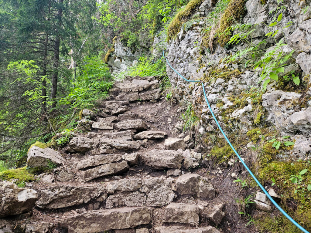 A stone staircase on the Black Lake trail in Durmitor National Park.