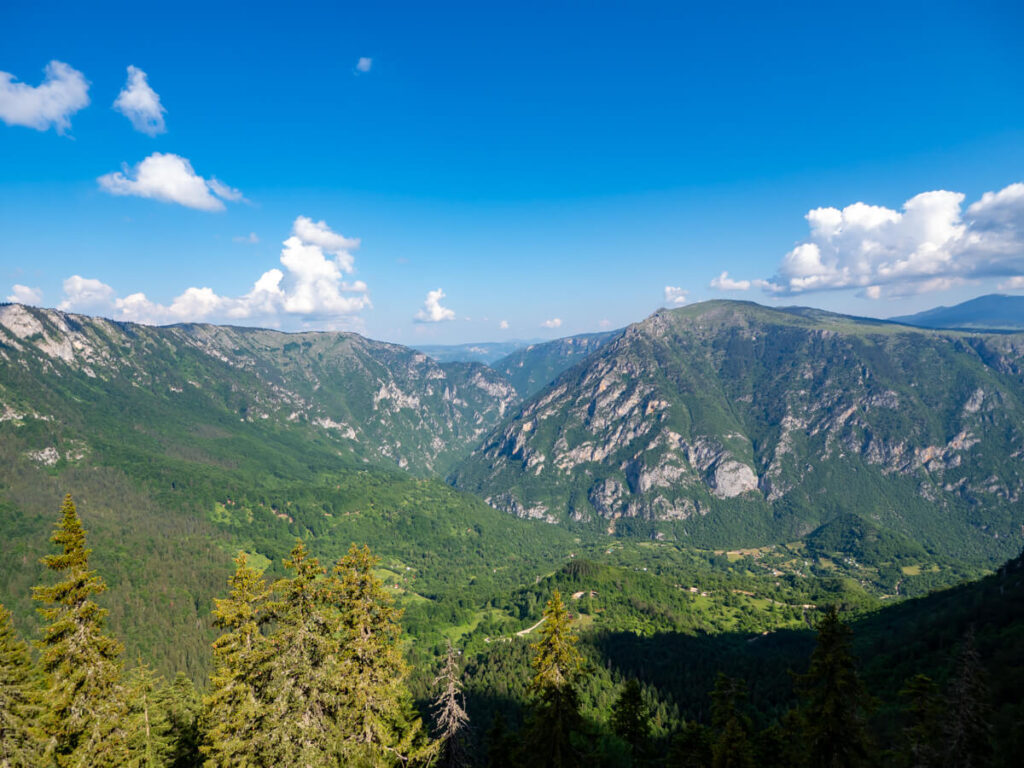 The Tara River Canyon viewed from a distance in Durmitor National Park.