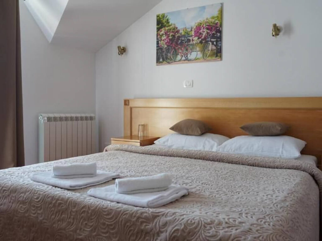 A contemporary room with a comfortable bed in Hotel Serdar near Mojkovac.