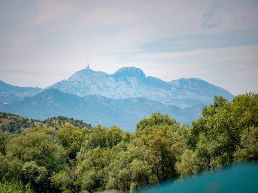The mountains of Lovćen viewed from Lake Skadar National Park.