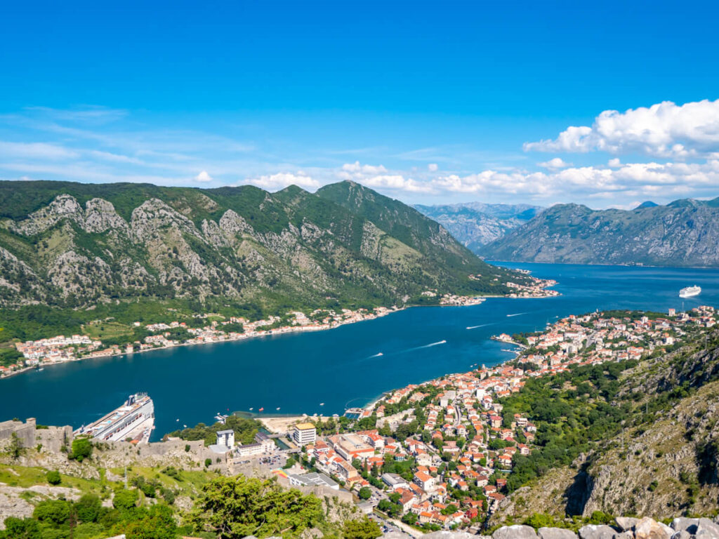 Kotor Bay as seen from the top of the  famous Ladder of Kotor hike.