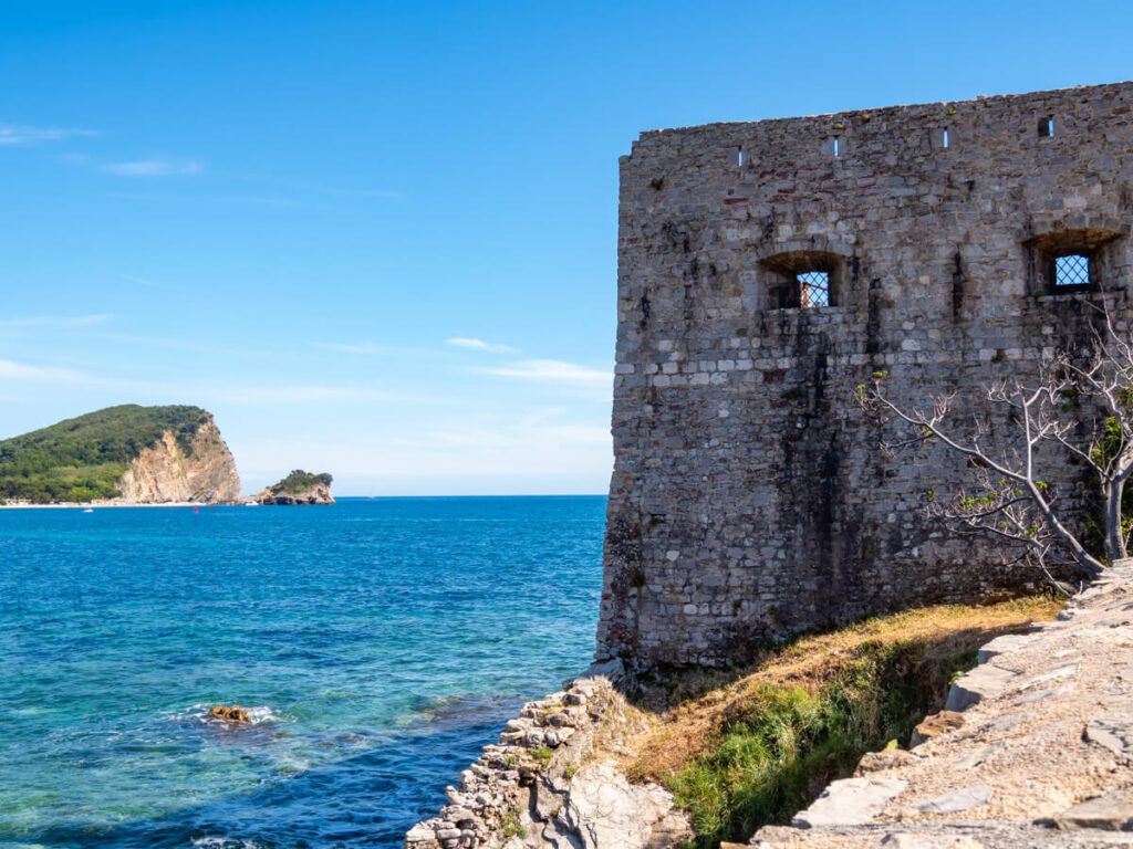 A stone fort overlooking the sea in Budva Old Town.