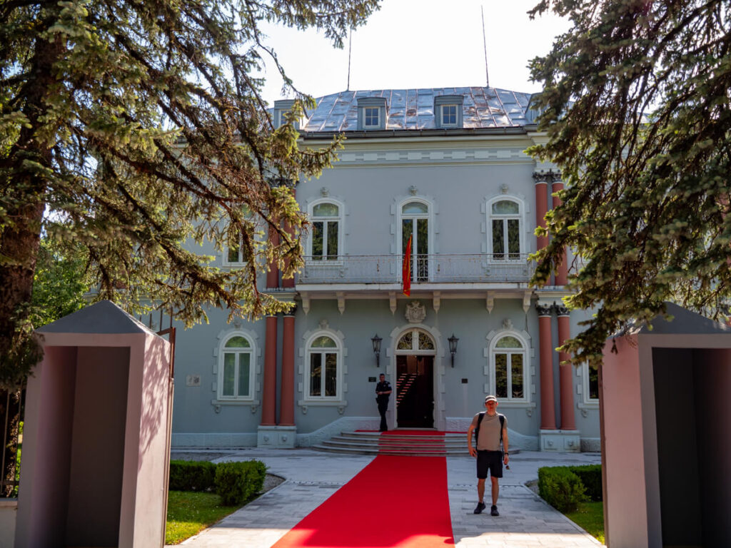 Dan in front of the Blue Palace in Cetinje.