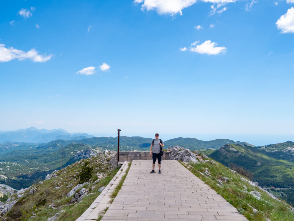 Dan standing on the path from the mausoleum to the viewpoint in Lovćen National Park.