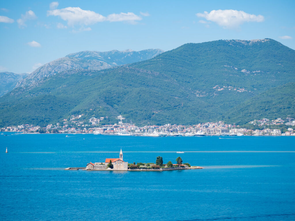 A tiny man-made island in the Bay of Kotor.