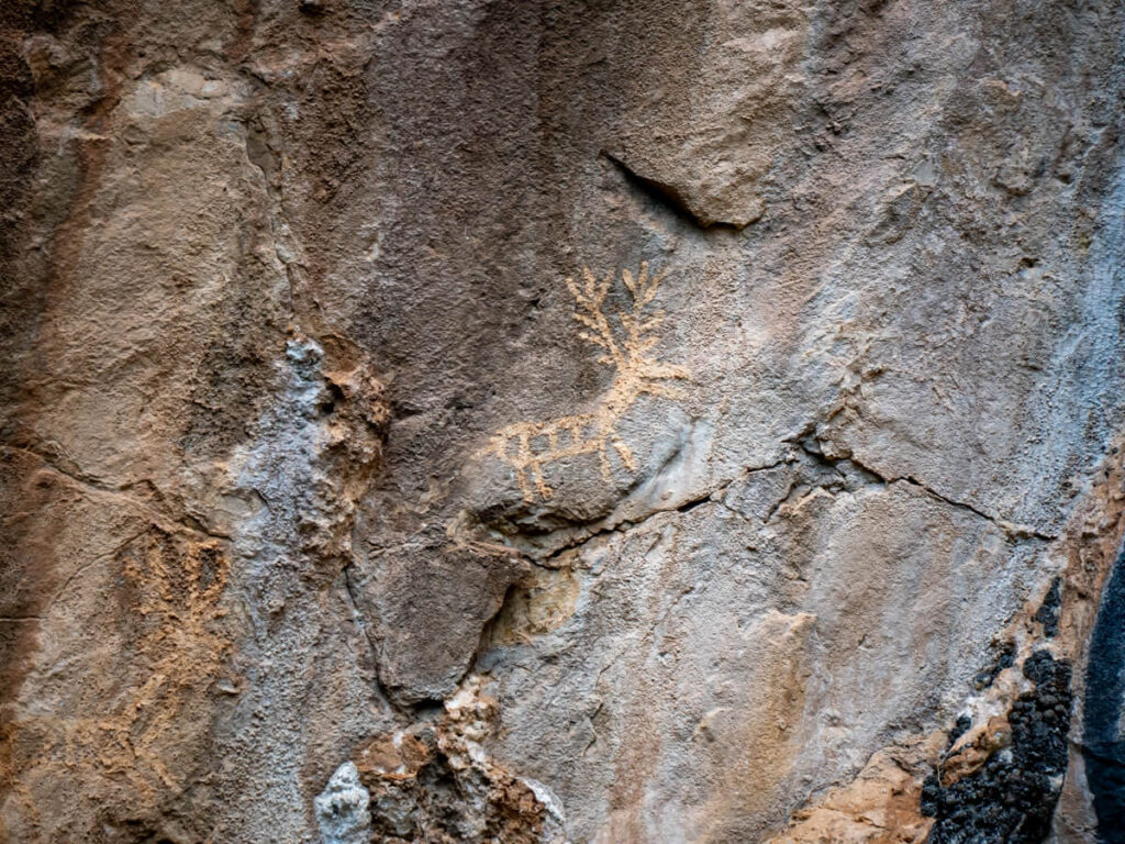 An image of a deer carved into a cliff face in Lipci, Montenegro.