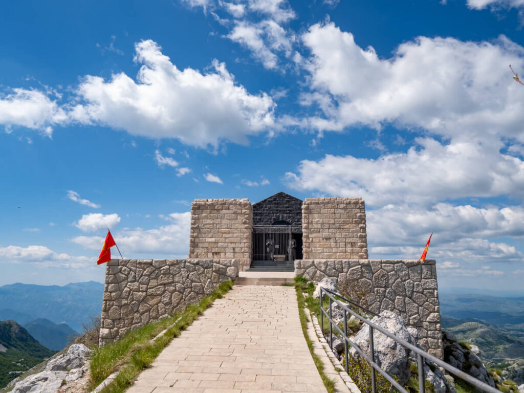The stone Njegoš Mausoleum in Lovćen National Park.