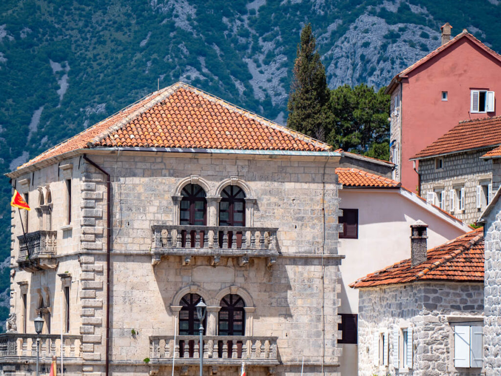 The grand Bujović Palace in Perast, Montenegro.