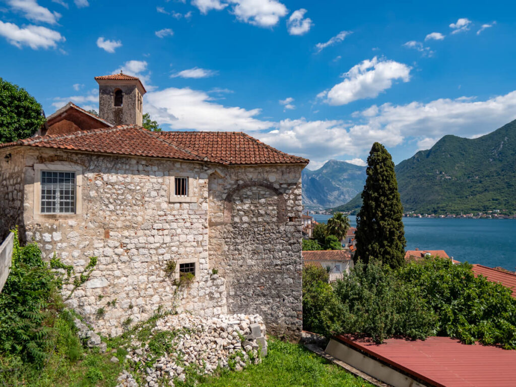 The stone house of the Monastery of Saint Anthony of Padua in Perast, Montenegro.