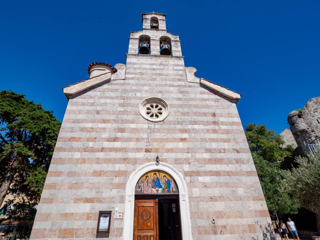 The façade of the Church of Saint John the Baptist in Budva Old Town.
