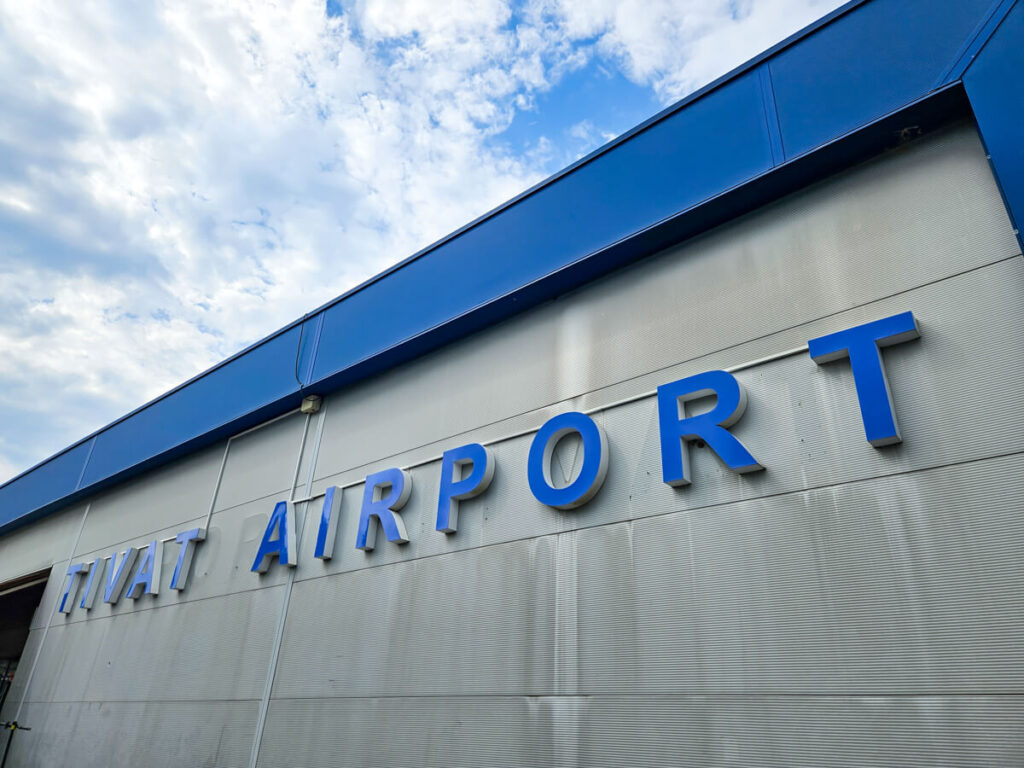 The front of Tivat Airport in Montenegro.