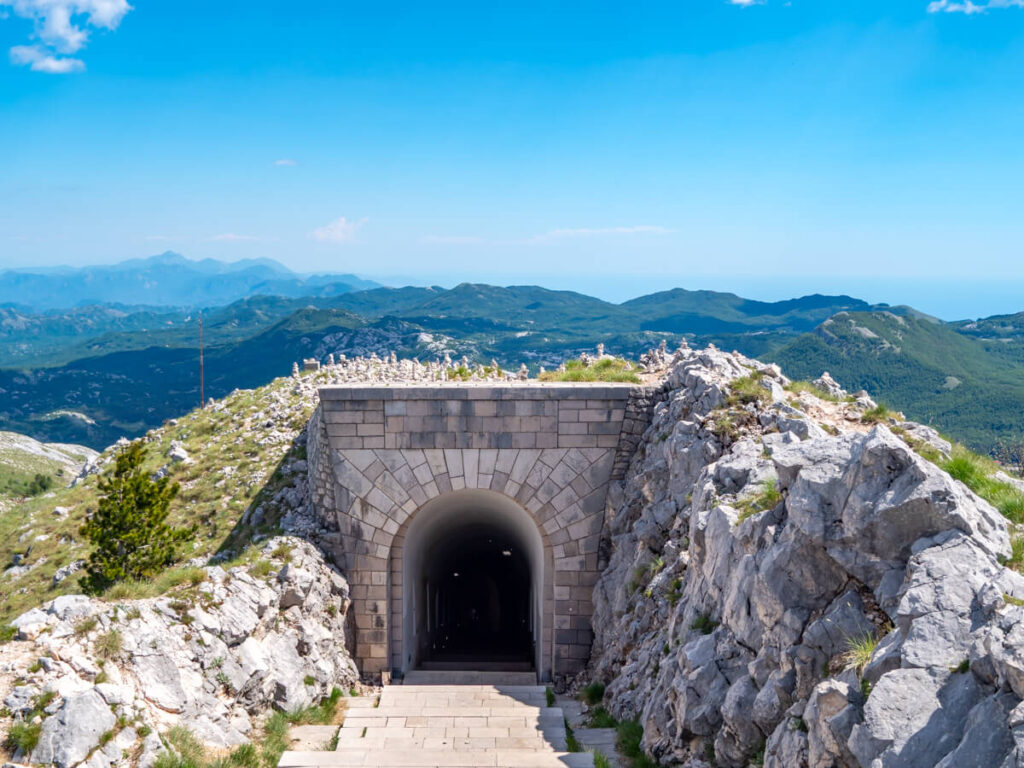 The entrance to the tunnel exiting the Njegoš Mausoleum in Lovćen National Park.