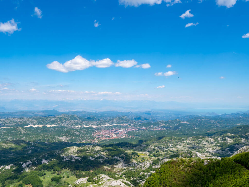 An expansive view of the countryside of Montenegro, viewed from Lovćen National Park.